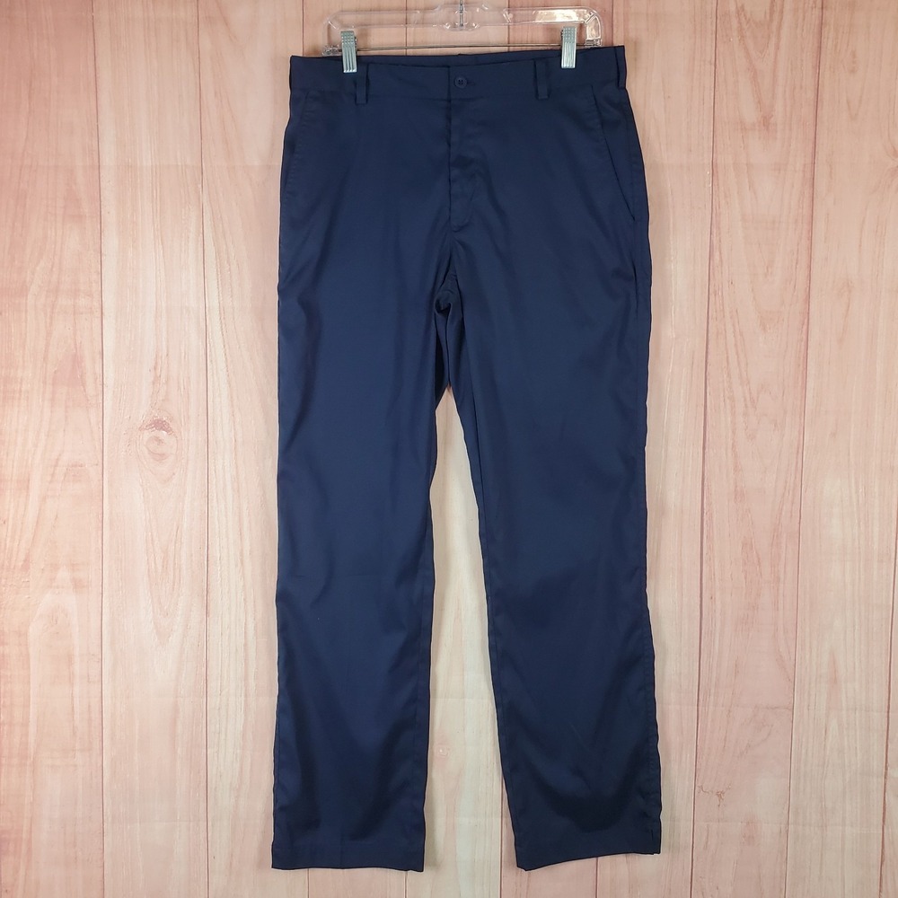 Nike Golf Dri Fit Chino Pants Mens 32 32x32 Navy Blue Logo Slim Fit Straight Leg